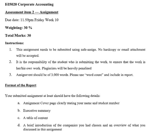 hi5020 corporate accounting sample