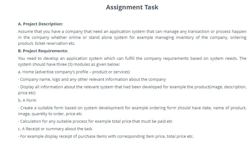 application system development assignment sample