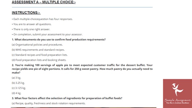 produce serve food assignment help sample