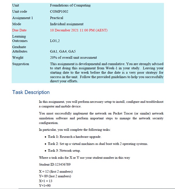 COMP1002 foundations of computing assessment answer sample assignmnts